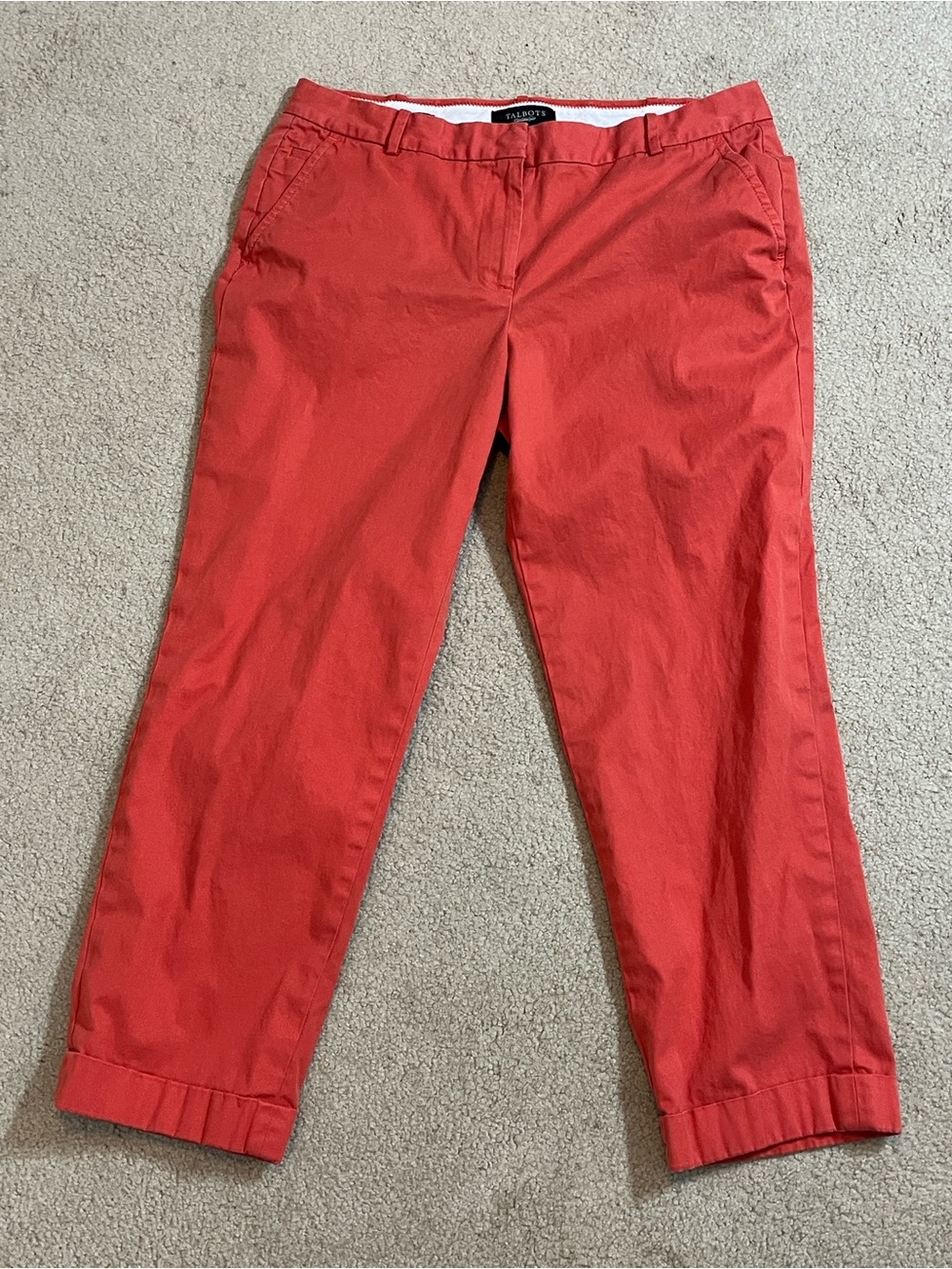 Talbots Signature Burnt Orange Rust Chinos Size 10 Cropped Ankle Pants Cotton